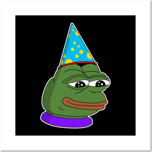 FeelsBirthdayMan - White Outline Posters and Art